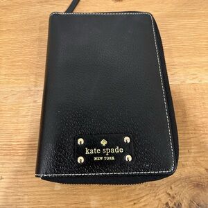 Kate Spade Black Leather Agenda with Gold Details